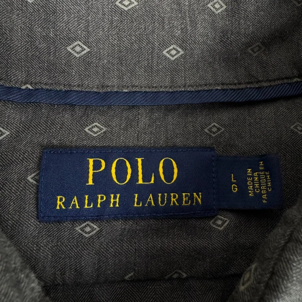 Polo Ralph Lauren Button Up Shirt Long Sleeve Geometric Gray Mens Large L